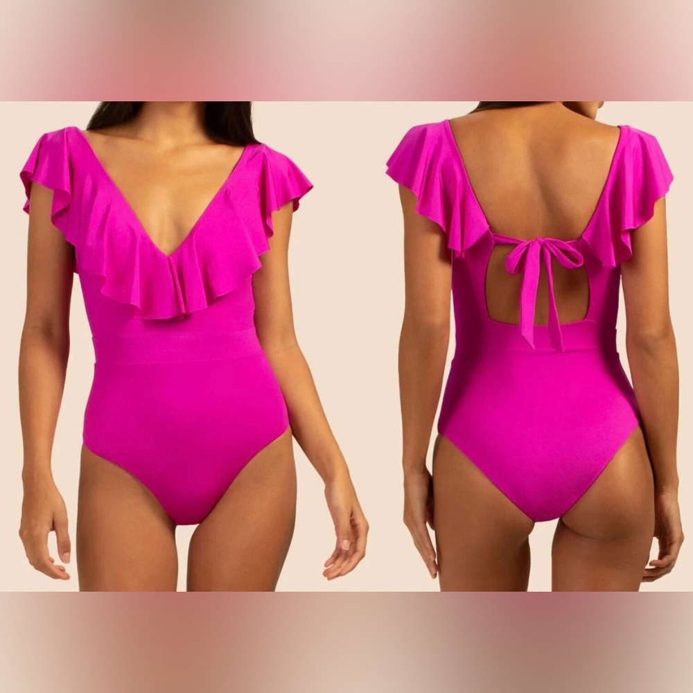 Trina Turk Pink Ruffle One Piece Swimsuit